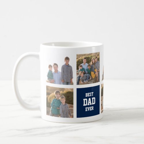 Editable Square Color Varsity Best Dad Ever Photo Coffee Mug