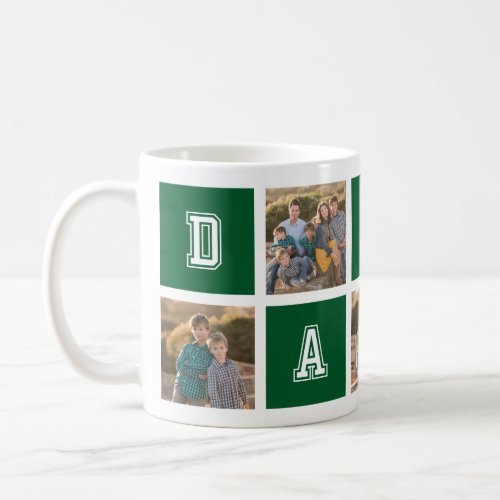 Editable Square Color Varsity Daddy Photo Collage Coffee Mug