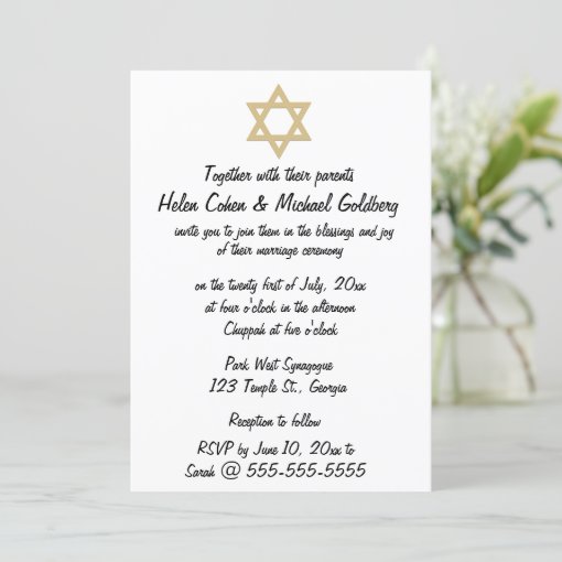 Editable Star of David Wedding Invitation | Zazzle