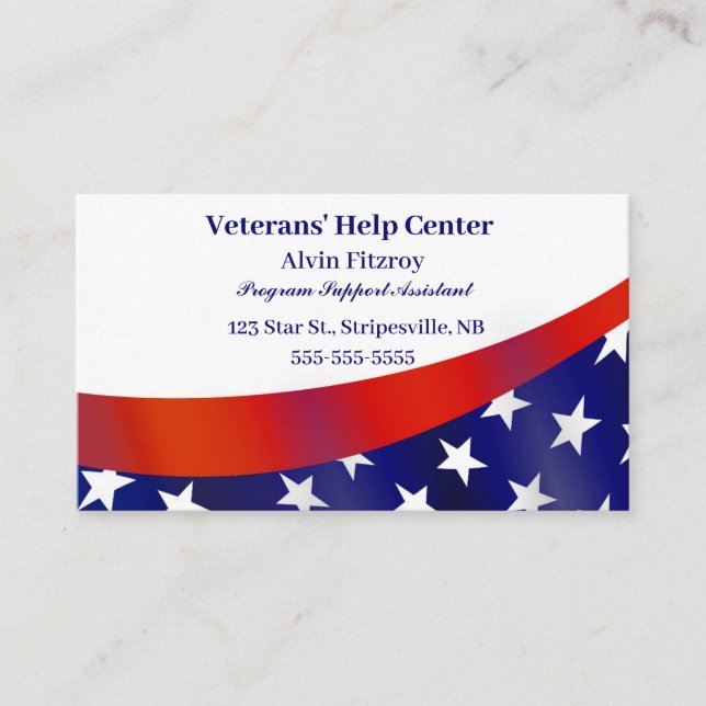 Editable Stars and Stripes Patriotic Business Card (Front)