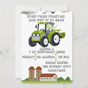Editable Start Your Tractor 1st Birthday Animated Save The Date