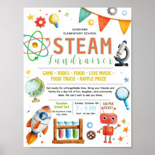 Editable steam day fundraiser flyer poster