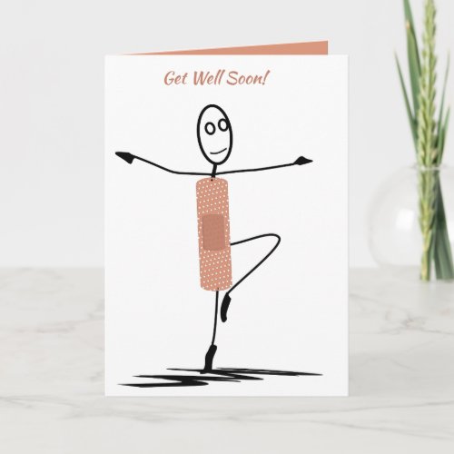 Editable Stick Man With a Bandaid Get Well Soon Card
