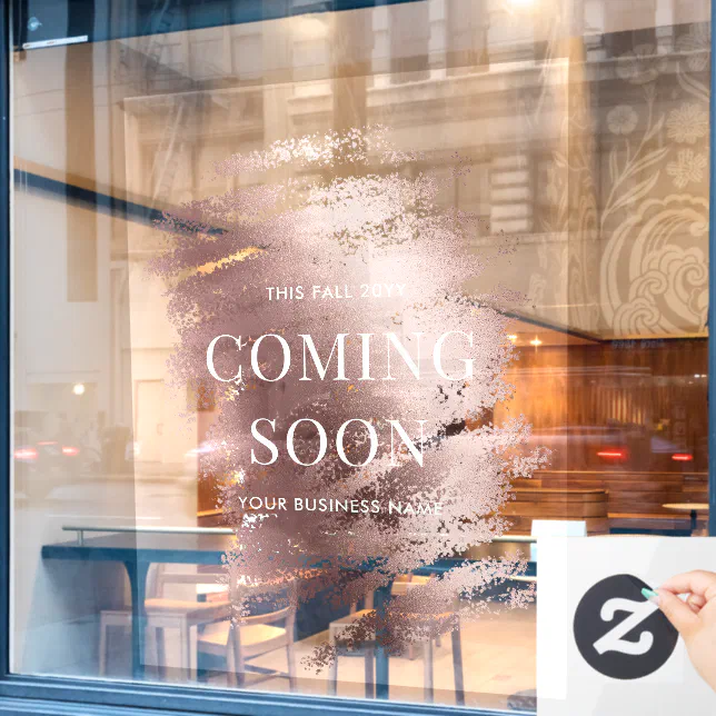 Opening Soon Window Sign Editable Stylish Bronze Business Coming Soon Window Cling | Zazzle