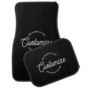 Editable Stylish Cursive & Modern Circular Text Car Floor Mat