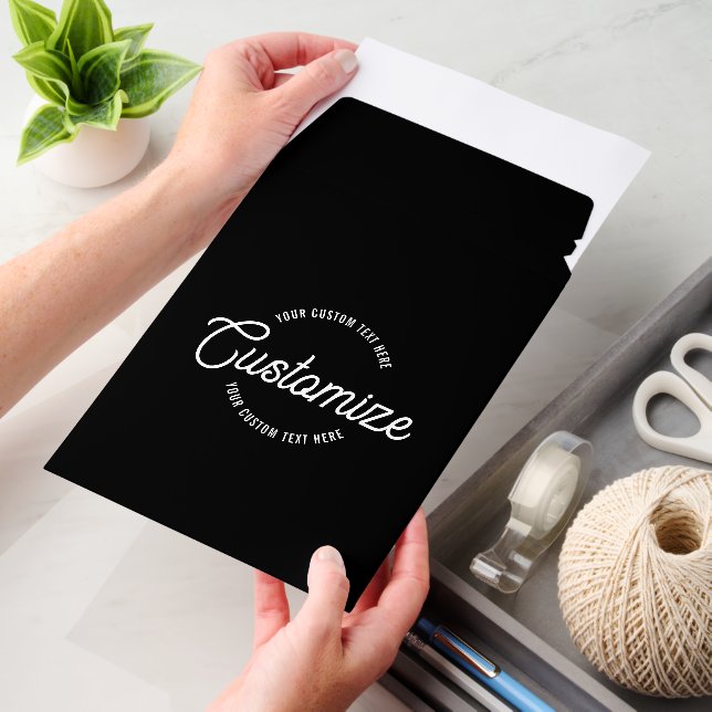 Editable Stylish Cursive & Modern Circular Text Envelope Mailers (Desk)
