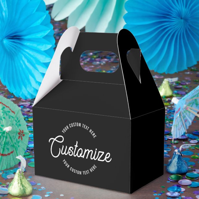 Editable Stylish Cursive & Modern Circular Text Favor Boxes (Party)