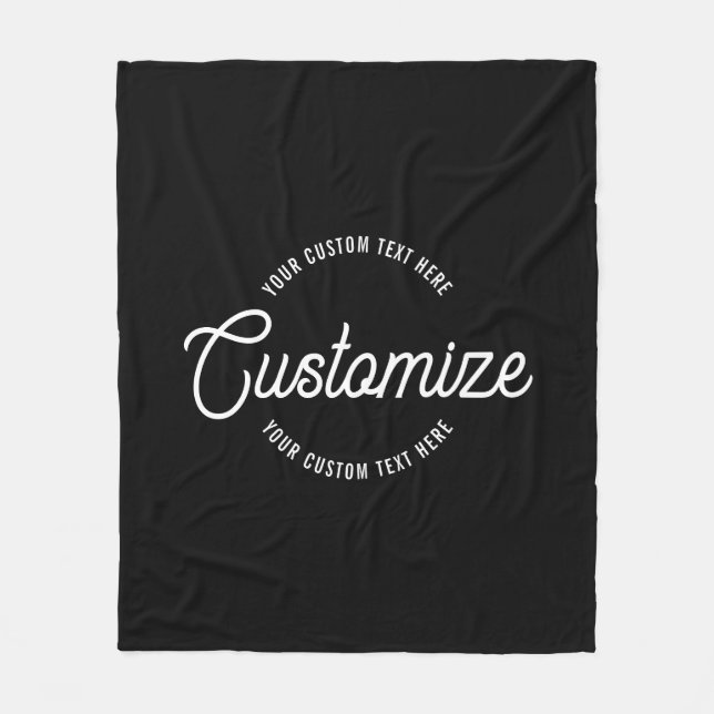 Editable Stylish Cursive & Modern Circular Text Fleece Blanket (Front)