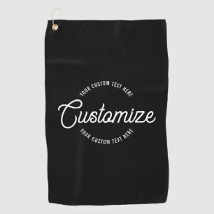 Editable Stylish Cursive & Modern Circular Text Golf Towel