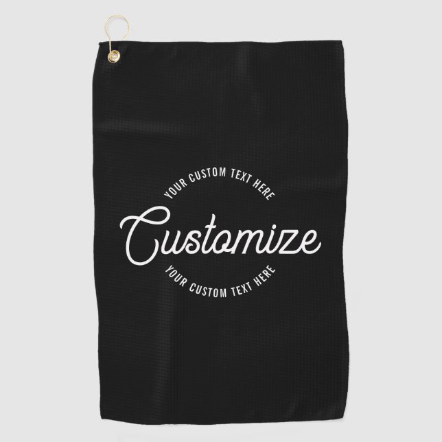Editable Stylish Cursive & Modern Circular Text Golf Towel (Front)