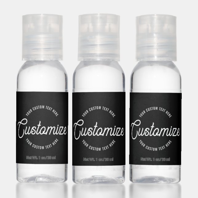 Editable Stylish Cursive & Modern Circular Text Hand Sanitizer (Set)