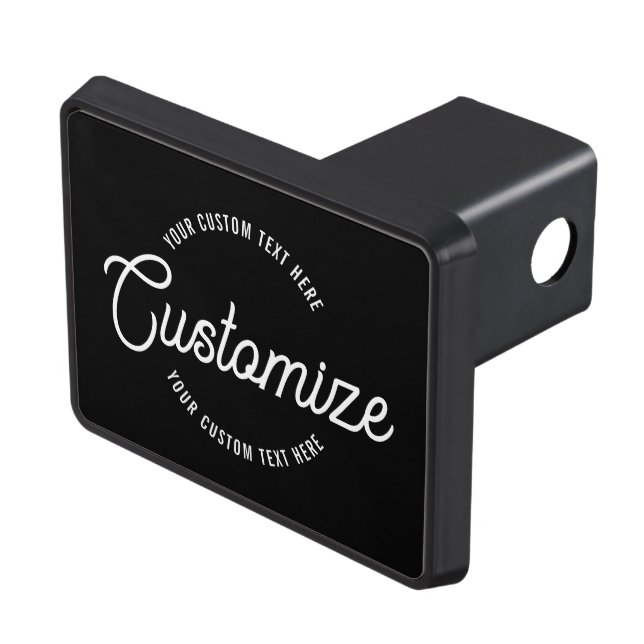 Editable Stylish Cursive & Modern Circular Text Hitch Cover (Top Right)