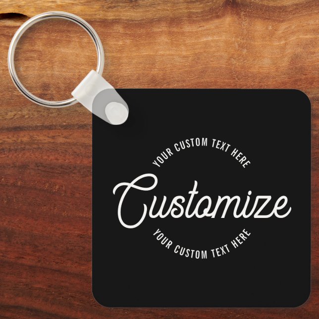 Editable Stylish Cursive & Modern Circular Text Keychain (Front)