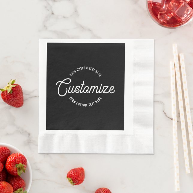 Editable Stylish Cursive & Modern Circular Text Napkins (Insitu)