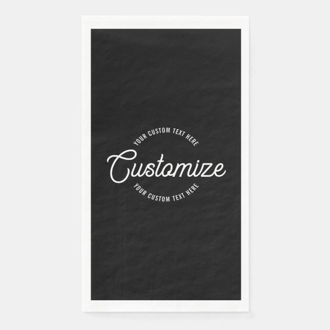 Editable Stylish Cursive & Modern Circular Text Paper Guest Towels (Front)