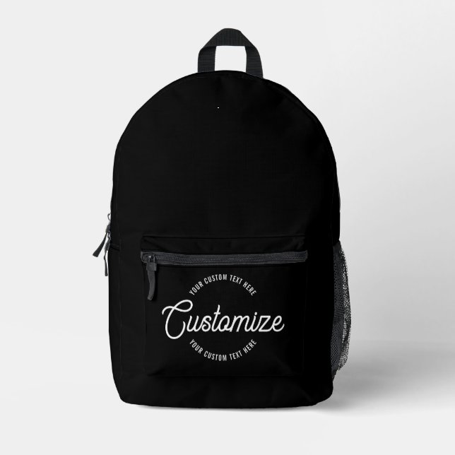 Editable Stylish Cursive & Modern Circular Text Printed Backpack (Front)