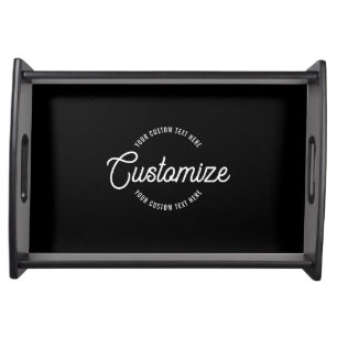 Editable Stylish Cursive & Modern Circular Text Serving Tray