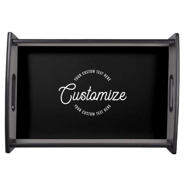 Editable Stylish Cursive & Modern Circular Text Serving Tray (Front)