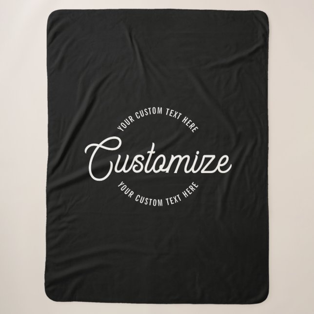 Editable Stylish Cursive & Modern Circular Text Sherpa Blanket (Front)