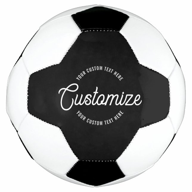 Editable Stylish Cursive & Modern Circular Text Soccer Ball (Front)