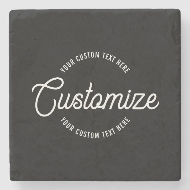 Editable Stylish Cursive & Modern Circular Text Stone Coaster (Front)