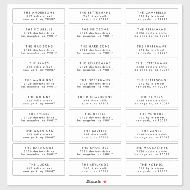 Editable Stylish individual wedding guest address Sticker (Sheet)