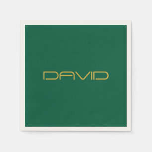 Editable Stylish Text   Gold & Hunter Green Napkins