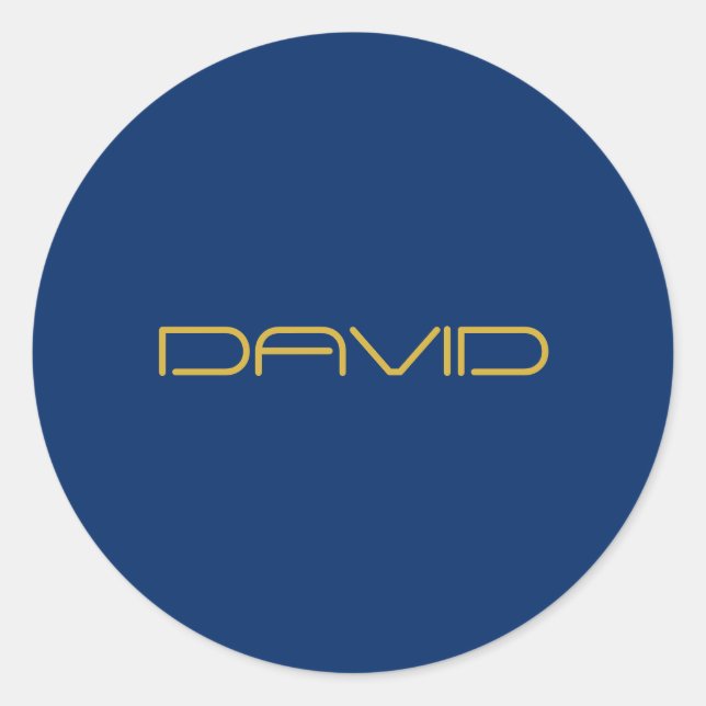 Editable Stylish Text | Gold & Navy Blue Classic Round Sticker (Front)