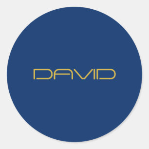 Editable Stylish Text   Gold & Navy Blue Classic Round Sticker