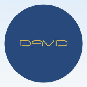 Editable Stylish Text Gold & Navy Blue Classic Round Sticker