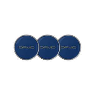 Editable Stylish Text Gold & Navy Blue Golf Ball Marker