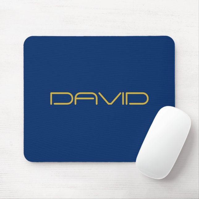 Editable Stylish Text | Gold & Navy Blue Mouse Pad (With Mouse)