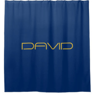 Editable Stylish Text Gold & Navy Blue Shower Curtain