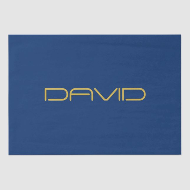 Editable Stylish Text | Gold & Navy Blue Tissue Paper (Front)