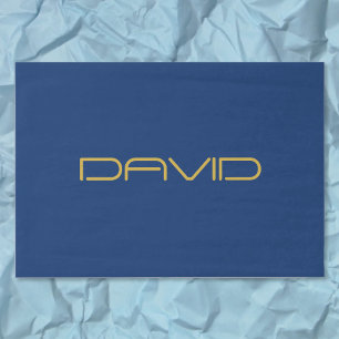 Editable Stylish Text Gold & Navy Blue Tissue Paper