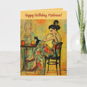 Editable Stylish Woman Birthday Card