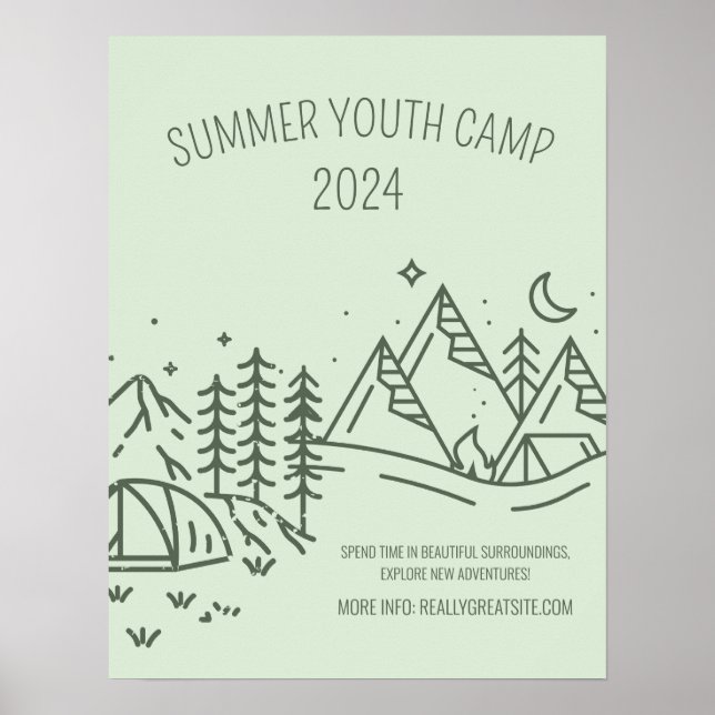 Editable Summer Fun Camp , Youth Summer Camp  Poster (Front)