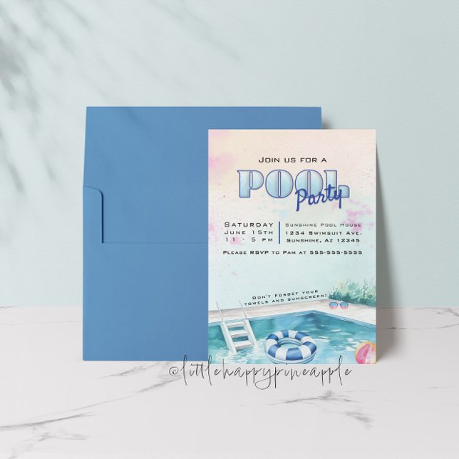 Editable Summer Pool Party Invitation (Creator Uploaded)