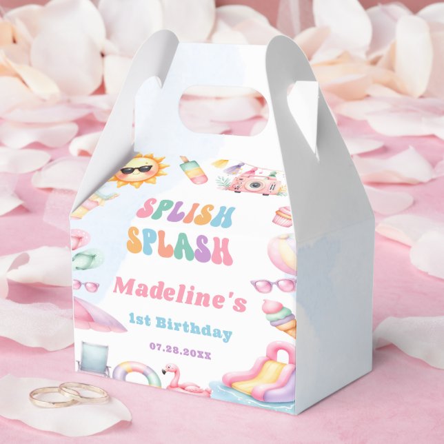 Editable Summer Splish Splash Birthday Party Favor Boxes (Wedding)