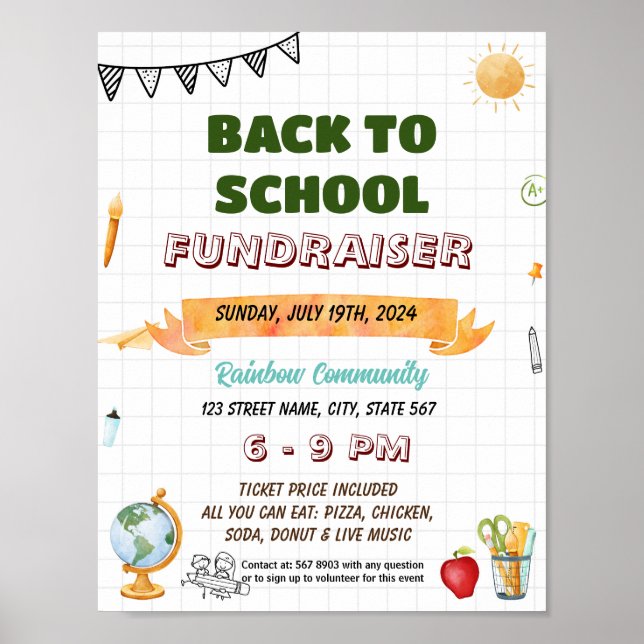 Editable Summer tutoring school flyer Poster (Front)