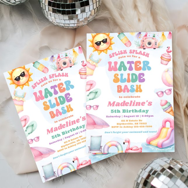 Editable Summer Water Slide Bash Birthday Party  Invitation (Creator Uploaded)