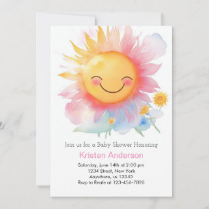 Editable Sun Girl Baby Shower Invitation