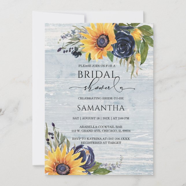 Editable Sunflower Bridal Shower Invitation (Front)