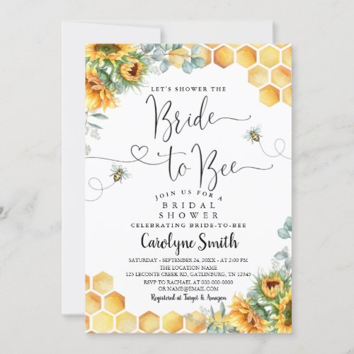Editable Sunflower Bride to Bee Bridal Shower Invitation