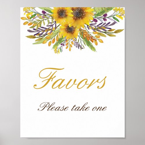 Editable Sunflower Favors Sign Printed