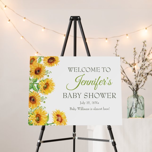 Editable Sunflowers Welcome Sign Baby Shower (In Situ (Stand))