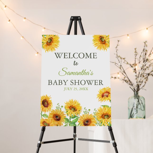 Editable Sunflowers Welcome Sign Baby Shower (In Situ (Stand))