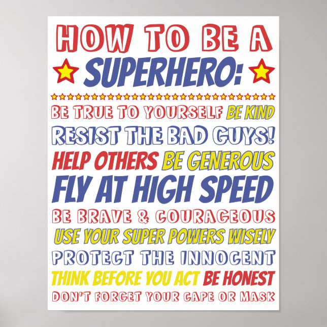 Editable Superhero Print for Kids Room (Front)