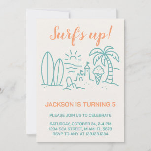 Editable Surf’s Up Birthday Party Invitation