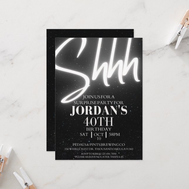 Editable, Surprise Party, Surprise Birthday invita Invitation (Front/Back In Situ)